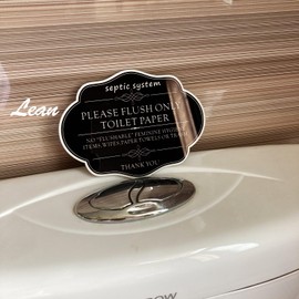 Do Not Flush Rules Bathroom Signs,RAMIEYOO Designer Sign For Septic System,Please Flush Only Toilet Paper,Great for Home,Business or RV,Cabin (Black A)