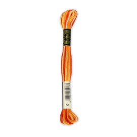 DMC Hilo de algodón bordado de 6 hebras, naranja quemado abigarrado