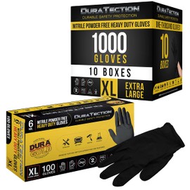 Dura-Gold HD Black Nitrile Disposable Gloves, 10 Boxes of 100, Size Medium, 6 Mil - Latex Free, Powder Free, Textured Grip, Medium (Pack of 1000)
