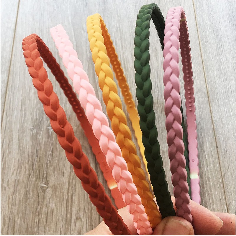 12pcs 6mm Thin Headbands for Girls Women Plastic Pigtail Sytle