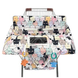 Shopping Cart Cover for Baby,2-in-1 High Chair Cover Soft,Portable,and Machine Washable,Comfortable Cotton Seat Pad with Safety Harness and Portable Cloth Bag,Fits All Supermarkets and Restaurants