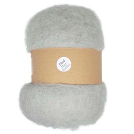 The Felt Box Carded Needle Felting Wool Maori DHG Natural Carded Batt with Coarse Short Fibres 100g -Cloud