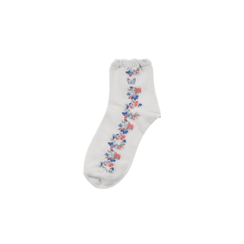 Fukusuke 3100Q04M Women's Socks, Side Floral Pattern, Short Socks, 2