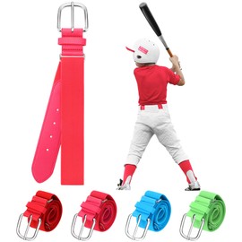 Panitay Youth Hot Pink Baseball/Softball Belt PU Leather Elastic Adjustable Uniform Belt Waist Belt for Boys Girls Youth