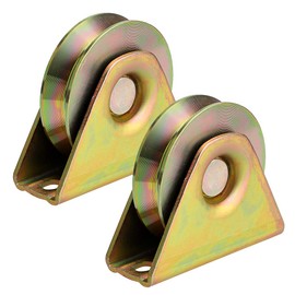 Skelang 2 Pcs 3" Sliding Gate Wheels, V Groove Caster, Heavy Duty Rigid Caster with Bracket for V Track Rail, Rolling Driveway Gate, Industrial Machine, Heavy Door, Total Loading Capacity 1300 Lbs