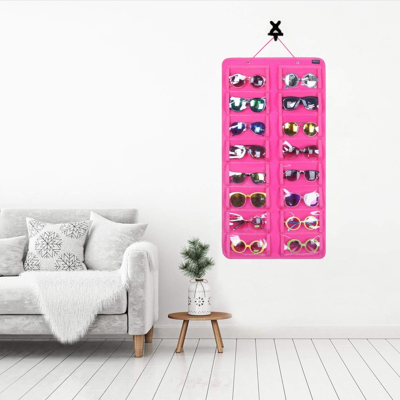 AROUY Sunglasses Organizer Storage, Hanging Dust Proof Wall Pocket Glasses
