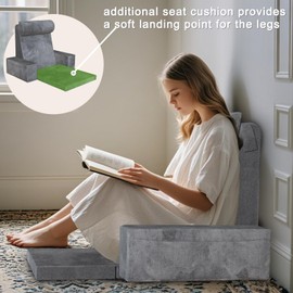 Widen Reading Pillow ,Back-reast Pillow with seat cushion,for Bed/Floor Sitting-Up Adult,Back Height Adjustable with Memory Foam,Large Backrest with Arms,Great for Reading/Games/Watching TV, 24"