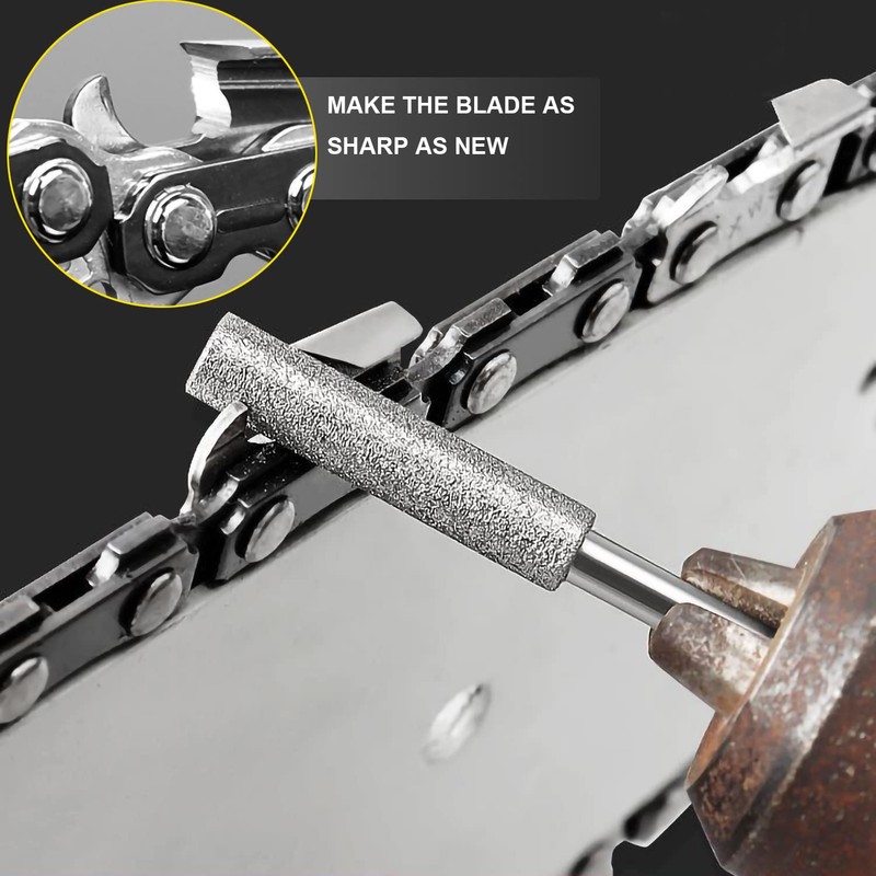 AccEncyc 8pcs Diamond Chainsaw Sharpener Burr 3/16" Titanium Plated Burr