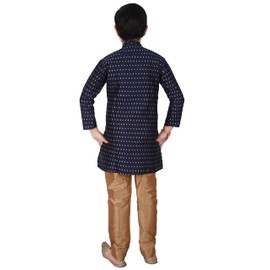 Pro-Ethic Style Developer Conjunto de kurta de seda jacquard para niños, ropa tradicional india, paquete de 1 (S-146), Azul oscuro, 4-5T