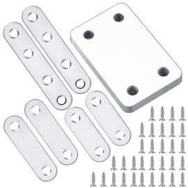 14 Pcs Flat Straight Brace Brackets, Flat Plate Bracket, Mending Joining Plates, Stainless Steel Flat Corner Repair Fixing Bracket Connector Plates with Holes for Wood Shelf Cabinet Chair Table