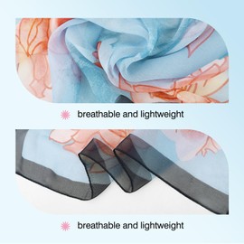 E-Clover Blue Scarf for Women Lightweight Yellow Floral Chiffon Sheer Scarf Fashion Chiffon Shawl Wraps