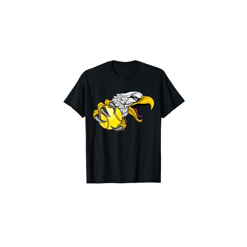 Eagle Hawk Softball Ball Cartoon Character Design T-Shirt