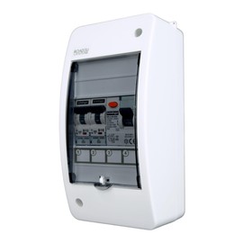RoadEu Surface-Mounted Fuse Box 230 V FI 40 A 30 mA Type A + LS B16A & B10A Small Sub-Distribution for Indoor Use