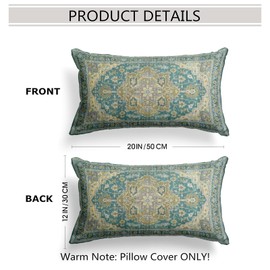 Snylcce Boho Throw Pillow Covers Set of 2 -Darkgreen Antique & Vintage Design, Double-Sided Pattern 30x50 cm Soft Cushion Covers for Garden Couch, Sofa, Bed - Decorative 12x20 Inch Pillowcases