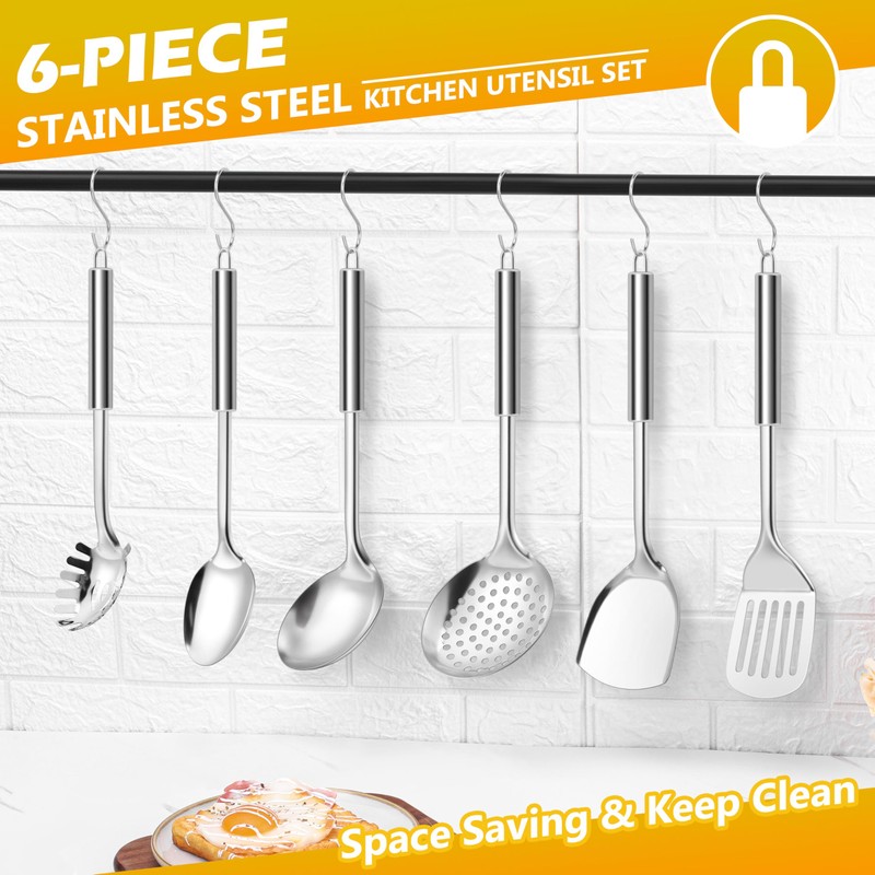 E-far - Juego de 6 utensilios de cocina de acero