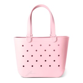 S SMILE Waterproof Rubber Beach Tote Bag for Women - Extra Large Tote Bag for Beach, Pool, Boat, Shopping, Picnic, Comping and Fitness Gym - with secure Zip Pocket inside.