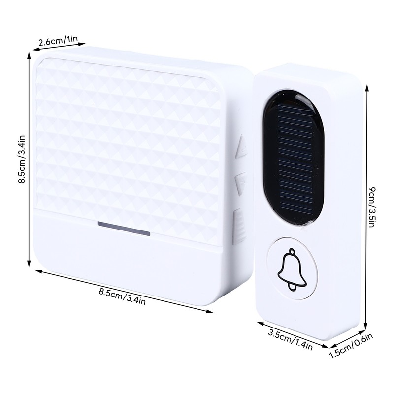 Wireless Doorbell White Self Power 20 to 80dB Adjustable Volume