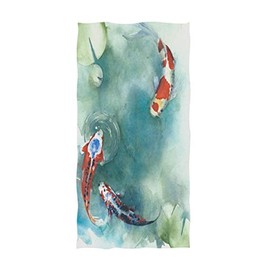 ALAZA Japanese Koi Fish in The Pond Ultra Soft Hand Towel Wash Cloths for Bath, Hotel, Gym, Spa, Beach and Exercise(16" x 30")