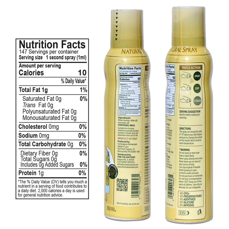 Mantova Ghee Butter Spray with Olive Oil and Avocado Oil
