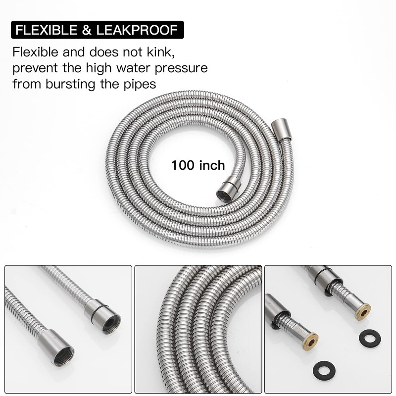Homevacious 100 Inch Brass Fittings Extra Long Flexible Stainless Steel