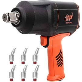WORKPAD 3/4-Inch Composite Air Impact Wrench with Twin Hammers Industrial 1/4-Inch Swivel Plug with 1/4-Inch NPT Male Thread Swivel Air Plug
