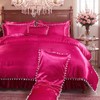 Bedorm Luxury Silky Comforter Full Hot Pink Satin Bedding Comforter