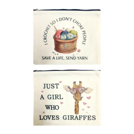 2 Pieces Canvas Storage Bag, Cosmetic Bag, Knitting Tool Storage Bag, Women’S Storage Bag, Portable Storage Bag