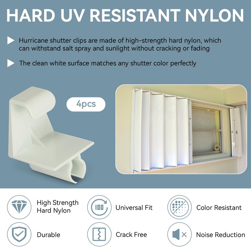 HV Shutter Holdback Clips, Heavy Duty Hurricane Storm Accordion Shutters