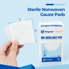 K Kingstar Sterile Nonwoven Gauze Pads, 3"x 3" Wound Dressing, 60 Packs - 120 Pieces Superior Soft Sponge Pads, Higher Absorbent Gauze Compresses for Trauma or Post-Operative Wound Care