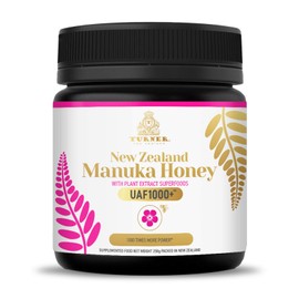 TURNER Certified Raw New Zealand Manuka Honey with UAF1000+ (8.8oz/250g) 1000x More Power, Greatest Gift to Support Everyday Wellness, Natural Probiotic, Prebiotic, Antioxidant Superfood, 1 Jar