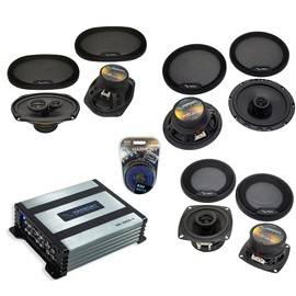 Harmony Audio HA-65 Compatible with Infiniti G35 Coupe 03-07 Rhythm Series 6.5" Replacement 300W Speakers and Grills, HA-R69 6x9 450W and HA-A400.4 Alloy 4 Channel 800W Full Range Speaker Amp