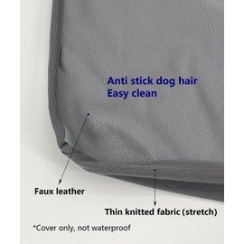 EechicSpace Grey Faux Leather Dog Bed Cover Not Waterproof Hair Resistant 20 x 15 Inch