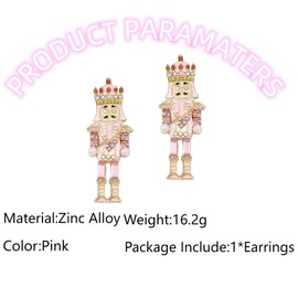 Christmas Nutcracker Tin Soldier Earrings for Women Girls Pink Zinc Alloy Holiday Santa Claus Stud Piercings Earring Jewelry