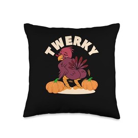 Thanksgiving Shirt Pilgrim Costume Turkey Meat Twerky Turkey Butt Funny Thanksgiving Twerk Dab Dance Throw Pillow, 16x16, Multicolor