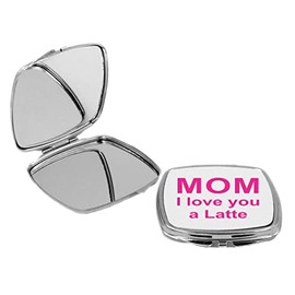 Sam Sandor - Mom I love you a Latte - Square Compact Mirror Personal Mirror