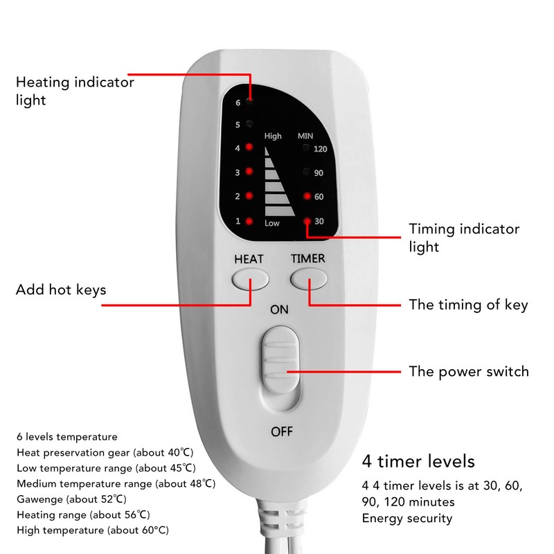 Electric Heating Pad 6 Temperature Levels Soft Warm Heated Wrap