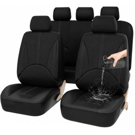 Fhrhig Cubre Asientos para Auto de Cuero PU, Juego 9 pzs Universales Fundas para Asientos de Automovil, Resistente Al Agua y Al Polvo, Respirable, para Coches, Furgonetas, SUV Etc