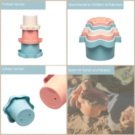 nip Play Green Stacking Cups, Sustainable Baby Toy from 6 Months, 5 Pieces, Stackable and Also Suitable for Water, Non-Toxic, Made in Germany