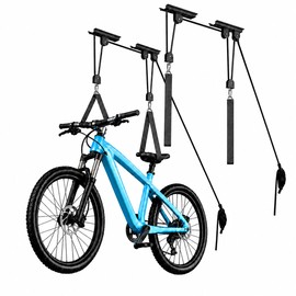 2 Pack Bike Hoist, Bike Ceiling Mount Pulley System for Garage Lift, 88 lbs