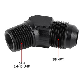 EVIL ENERGY 8AN Male Flare to 3/8" NPT Pipe 45 Degree Fitting Adapter Aluminum Black