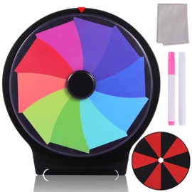 iElyiEsy Spinning Prize Wheel Tabletop Spin Wheel for Prizes with Stand, Erasable Surface for Trade Show Carnival Party Fortune Game (10 INCH)