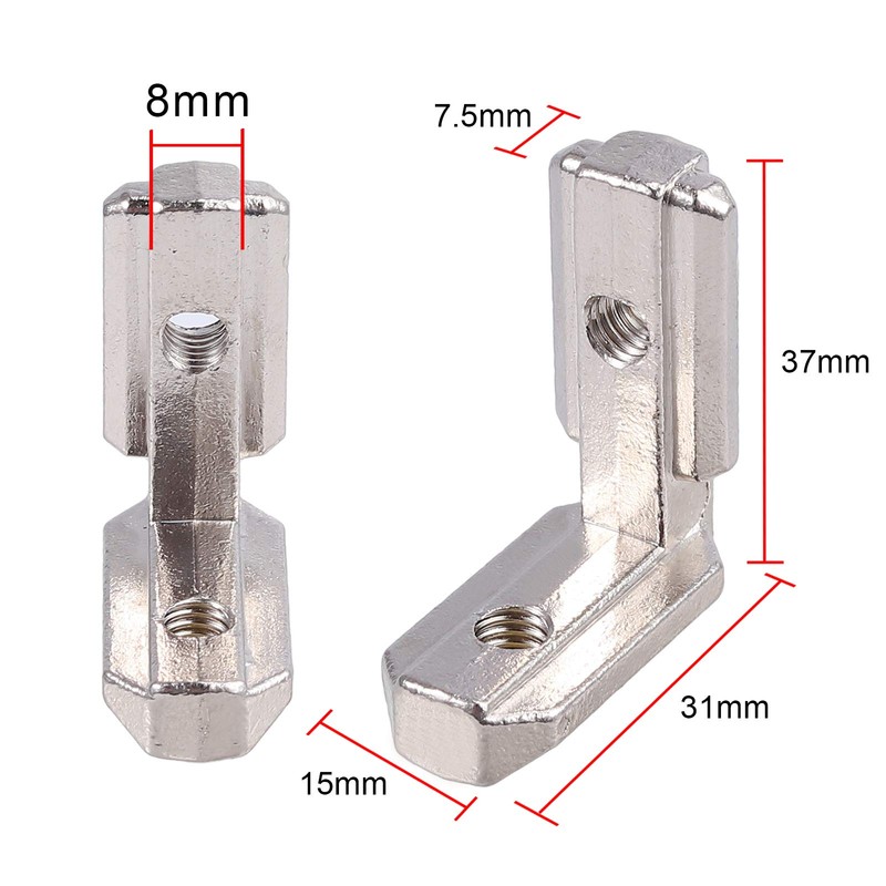 10 x T Slot T-Nut 90° L-Shape Zinc Alloy Profile