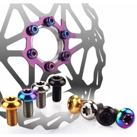 RISON-Titanium Bicycle Brake Disc Screws M5 x 10 mm, Titanium Screws Bicycle Rotor Screw Torx Head Bolts, Bicycles Brake Rotor Screw Disc Screws for MTB, Mountain Bike, Pack of 6