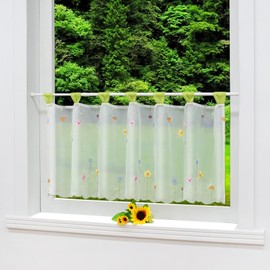 Joyswahl "Augusta" Voile Net Curtain, Transparent Bistro Curtain with Loops, Coffee Stores Curtain, H x W 45 x 120 cm, #4, Pack of 1