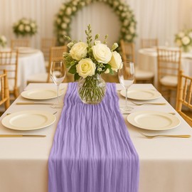 10FT Lilac Purple Cheesecloth Table Runner 120 Inch Rustic Boho Gauze Cheese Cloth Table Runner for Wedding Baby Shower Bridal Shower Birthday Party Home Decorations