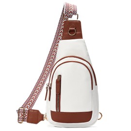 GUIDDBELLA Crossbody Bags for Women Small Sling Bag for Women Quilted Vegan PU Leather Fanny Pack with Adjustable Guitar Strap Travel Purse White