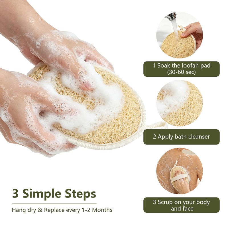 Egyptian Natural Loofah Sponge for Body Back Face Scrub, 100%
