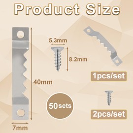 50 Sets Sawtooth Picture Hanger, Picture Frame Hangers with Screws for Photos Canvas Clock Wood Frame Hardware Metal Hook Hanging Artwork Home Decoration (Silver)
