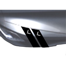 Flag Emblem Fender Hash Mark Bars Vinyl Racing Stripes Graphic Decals 4" (Fits Chevy Corvette C7 Stingray) Both Sides - Light Grey