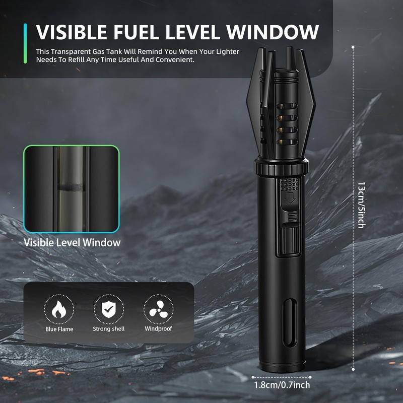 Mini Torch Lighter Straight Flame Bright Fire Small Refillable Butane
